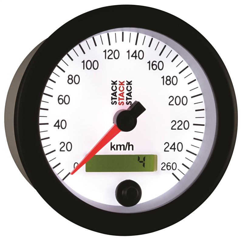 Autometer Stack Instruments 88MM 0-260 KM/H Programmable Speedometer - White - AutoMeter - ST3852