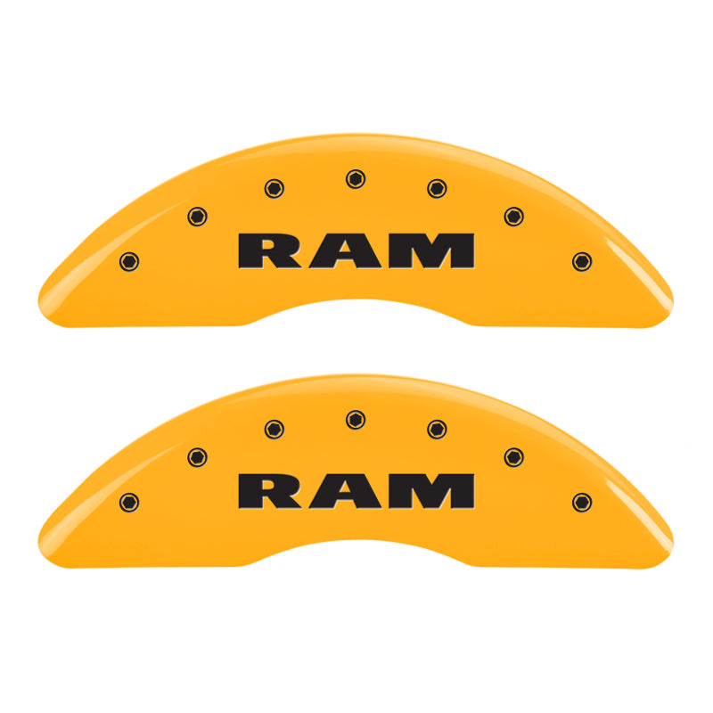 Set of 4: Yellow finish, Black RAM / RAMHEAD - MGP Caliper Covers - 55002SRMHYL