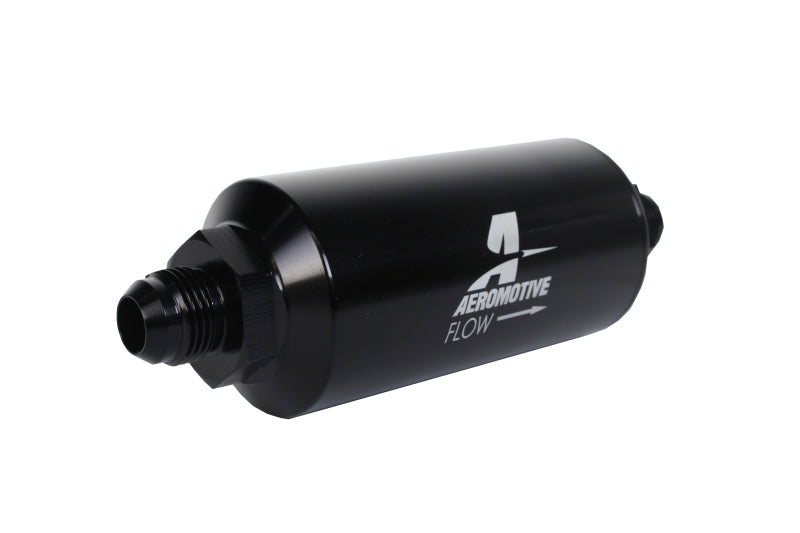 Aeromotive In-Line Filter - (AN -8 Male) 10 Micron Fabric Element Bright Dip Black Finish - Aeromotive Fuel System - 12377