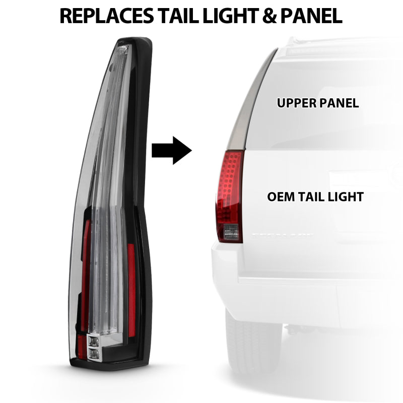 Tail Light Assembly; LED; Red/Clear Lens; Pair; 2007-2014 Cadillac