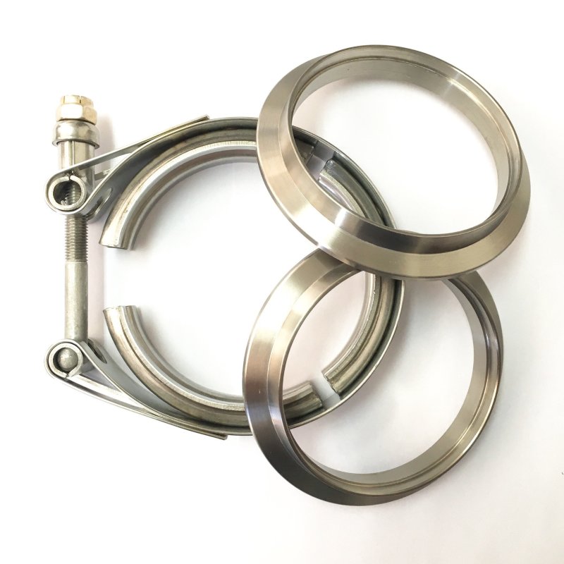 Ticon Industries 3.0in Titanium V-Band Clamp Assembly (2 Flanges/1 Clamp) - Ticon - 103-07610-0002
