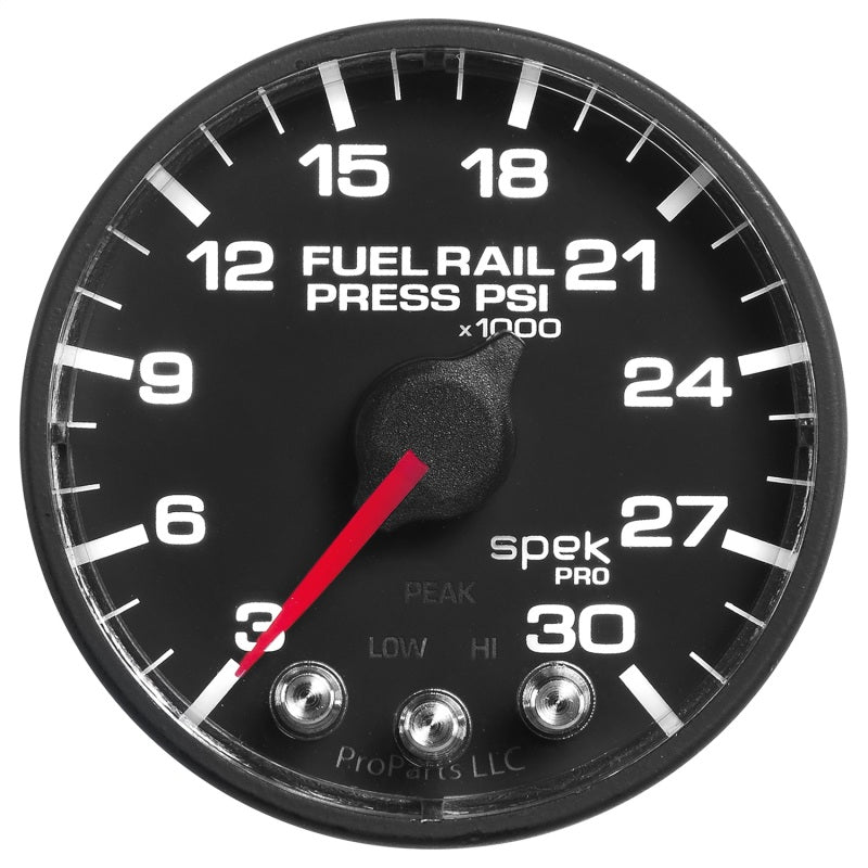 GAUGE; RAIL PRESS; 2 1/16in.; 30KPSI; STEPPER MOTOR W/PEAK/WARN; BLK/BLK; SPEK - AutoMeter - P321328