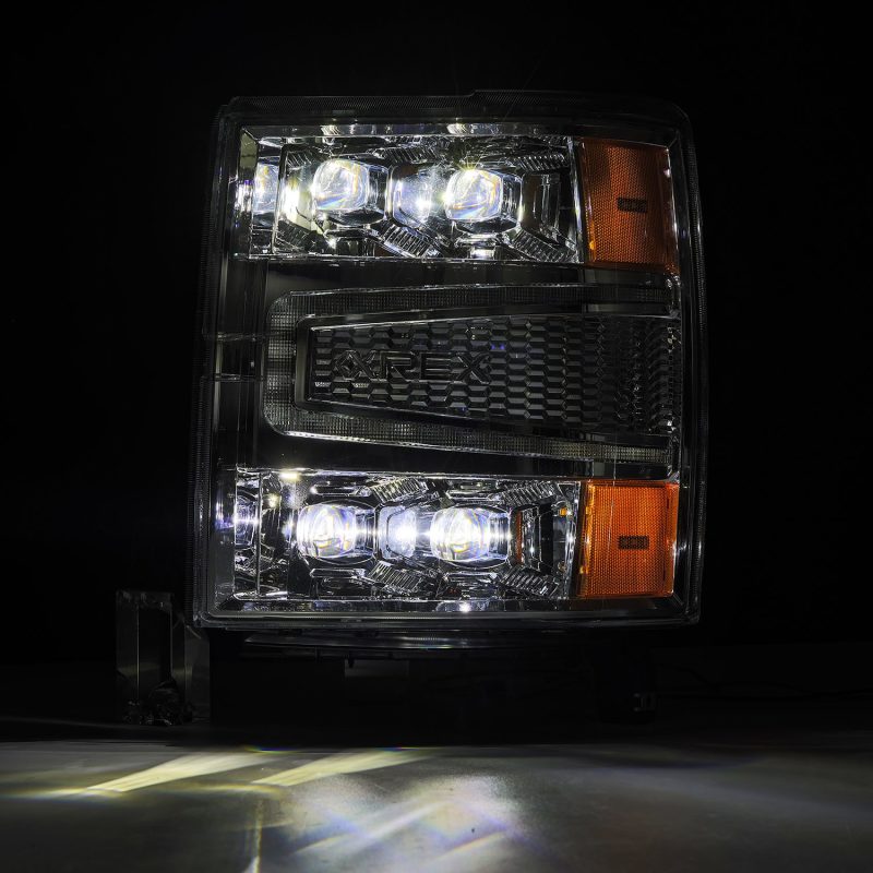 LED Projector Headlights in Chrome 2014-2015 Chevrolet Silverado 1500 - AlphaRex - 880240