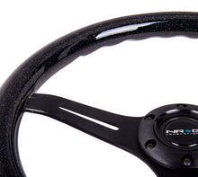 Load image into Gallery viewer, NRG Classic Wood Grain Steering Wheel (350mm) Black Sparkled Grip w/Black 3-Spoke Center - NRG - ST-015BK-BSB