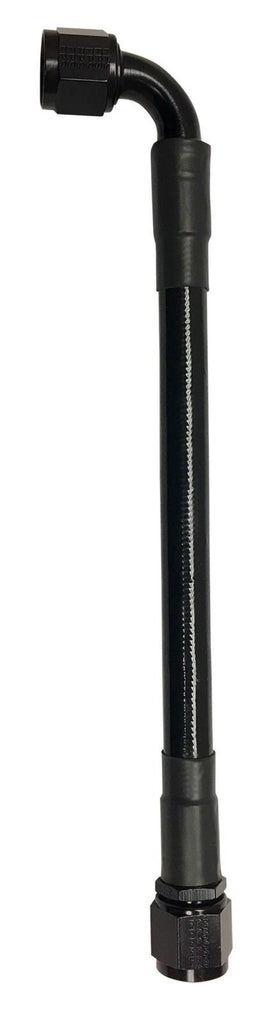 Fragola -6AN Ext Black PTFE Hose Assembly Straight x 90 Degree 10in - Fragola - 6026-1-2-10BL