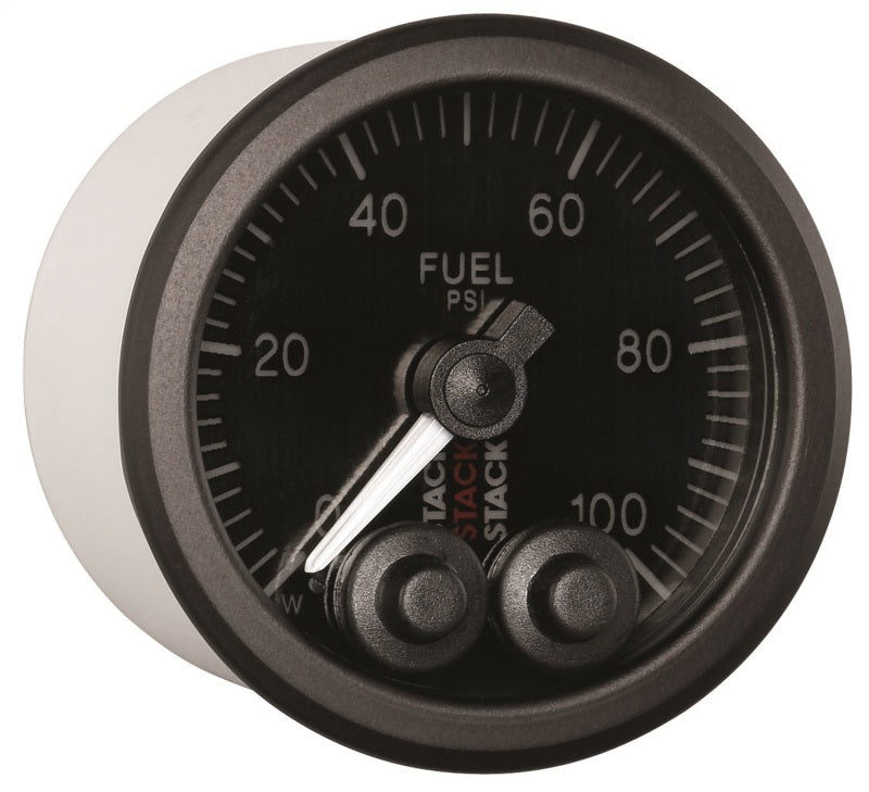 Autometer Stack Instruments Pro Control 52mm 0-100 PSI Fuel Pressure Gauge - Black (1/8in NPTF Male) - AutoMeter - ST3506