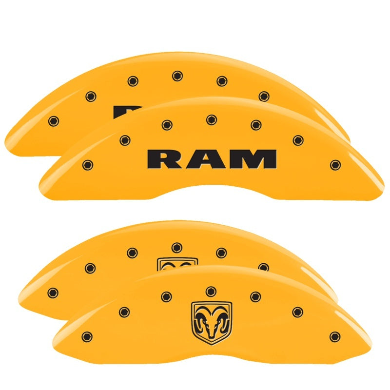 Set of 4: Yellow finish, Black RAM / RAMHEAD - MGP Caliper Covers - 55002SRMHYL