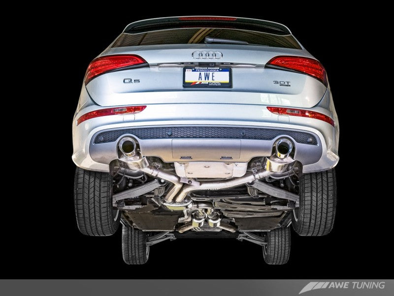 AWE Tuning Audi 8R Q5 3.0T Touring Edition Exhaust Dual Outlet Chrome Silver Tips - AWE Tuning - 3015-32050