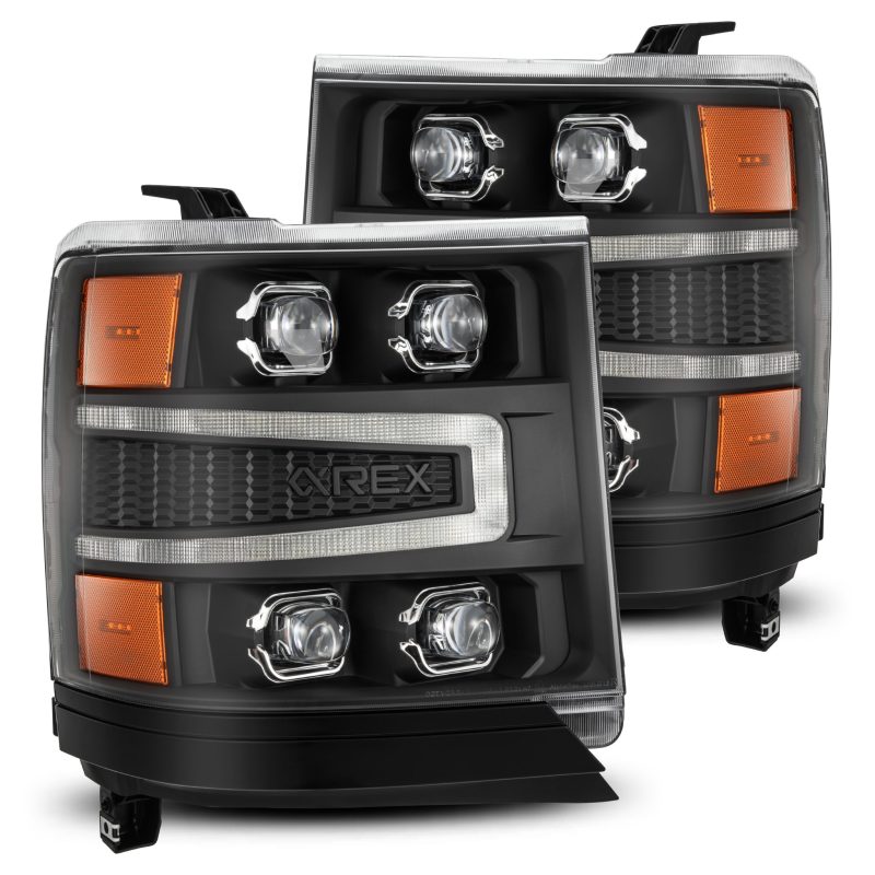 LED Projector Headlights in Black 2016-2018 Chevrolet Silverado 1500 - AlphaRex - 880237
